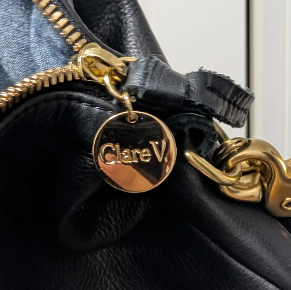 Clare V Moyen Messenger Bag Black Leather - Picture 5 of 11